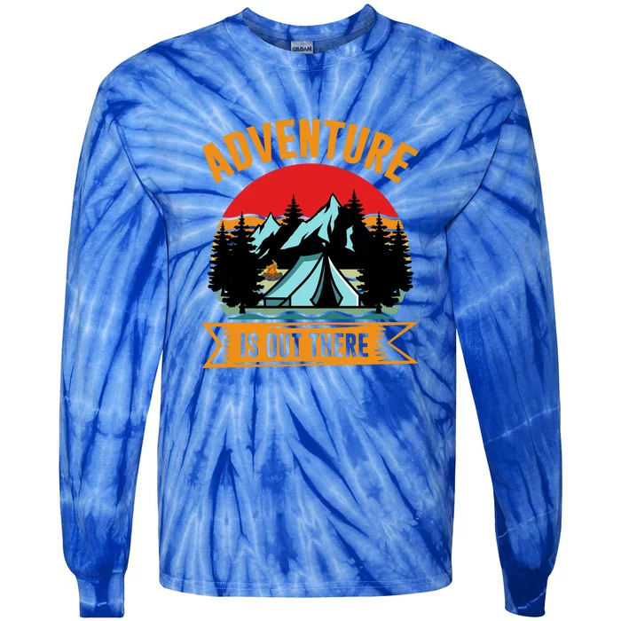 Adventure Is Out There Camping Gift Tent Tie-Dye Long Sleeve Shirt