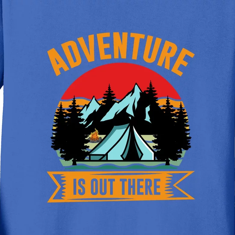 Adventure Is Out There Camping Gift Tent Kids Long Sleeve Shirt