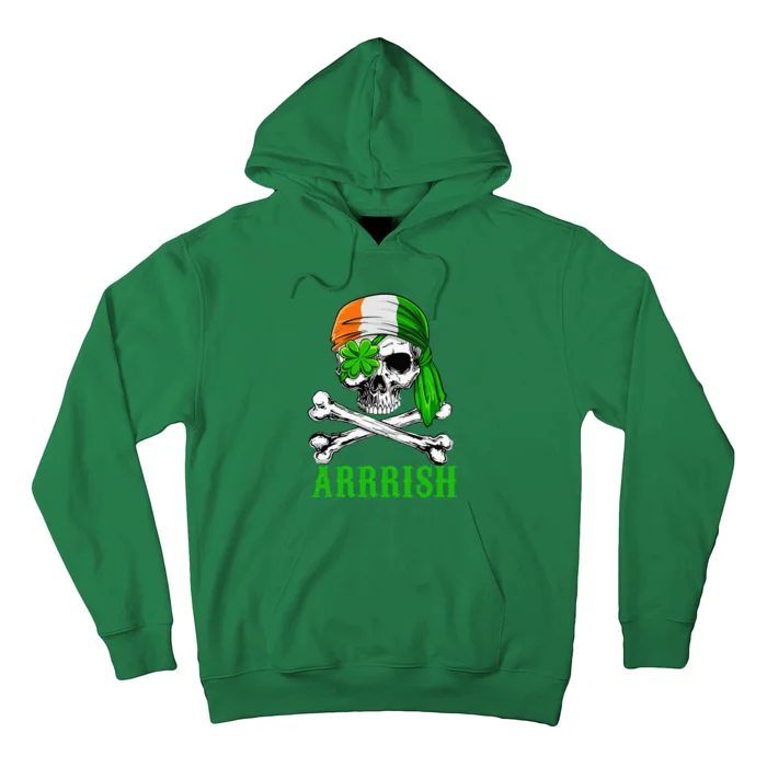 Arrish Irish Pirate Skull St Patricks Day Clover Hoodie