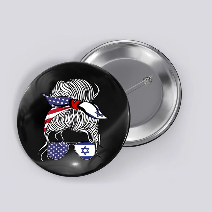 American Israeli Patriot Flag Girl Israel Grown Button