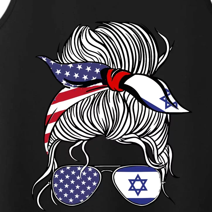 American Israeli Patriot Flag Girl Israel Grown Performance Tank