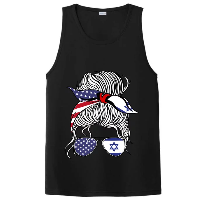 American Israeli Patriot Flag Girl Israel Grown Performance Tank