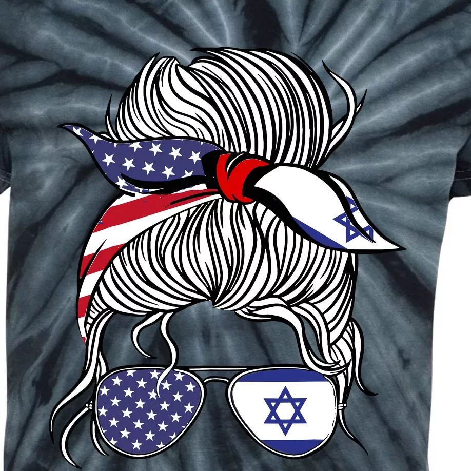 American Israeli Patriot Flag Girl Israel Grown Kids Tie-Dye T-Shirt