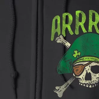 Arrish Irish Pirate Skull Leprechaun St Patricks Day Boys Full Zip Hoodie