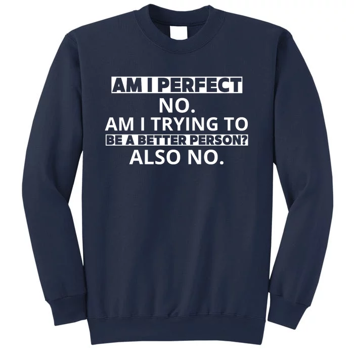 Am I Perfect No Am I Trying To Be A Better Person Also No Sweatshirt