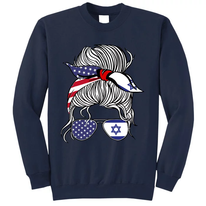 American Israeli Patriot Flag Wo Girl Israel Grown Tall Sweatshirt