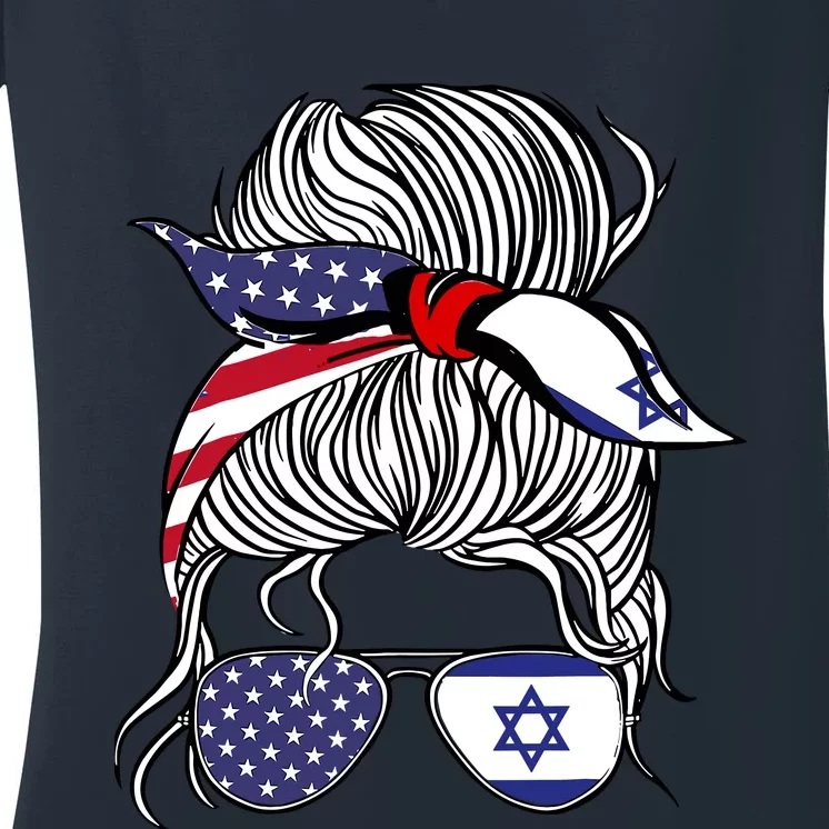 American Israeli Patriot Flag Wo Girl Israel Grown Women's V-Neck T-Shirt