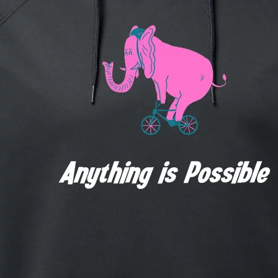 Anything Is Possible Elephant Bicycle Performance Fleece Hoodie