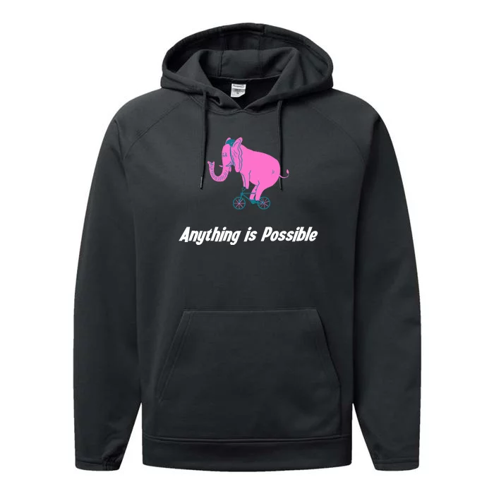 Anything Is Possible Elephant Bicycle Performance Fleece Hoodie