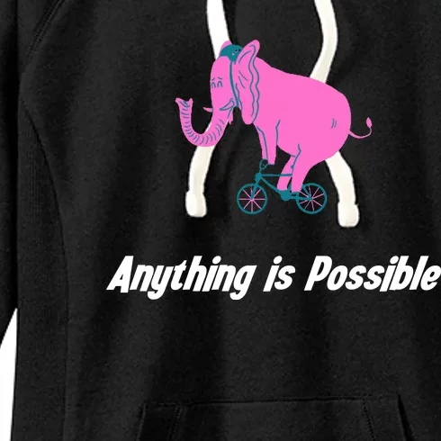 Anything Is Possible Elephant Bicycle Women's Fleece Hoodie