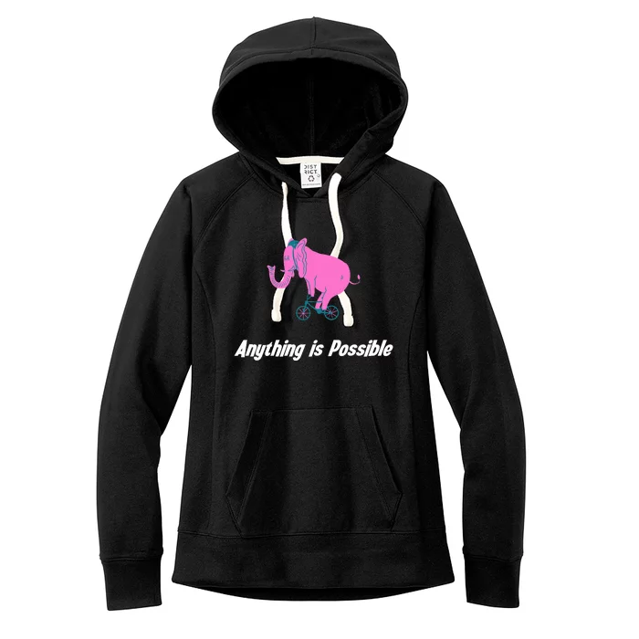 Anything Is Possible Elephant Bicycle Women's Fleece Hoodie