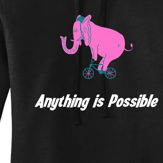 Anything Is Possible Elephant Bicycle Women's Pullover Hoodie