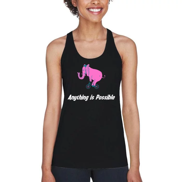 Anything Is Possible Elephant Bicycle Women's Racerback Tank