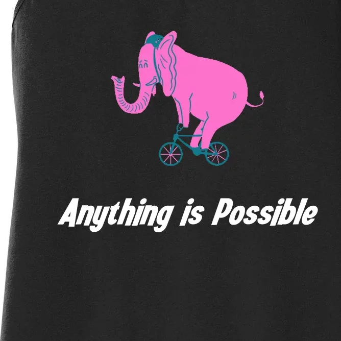 Anything Is Possible Elephant Bicycle Women's Racerback Tank