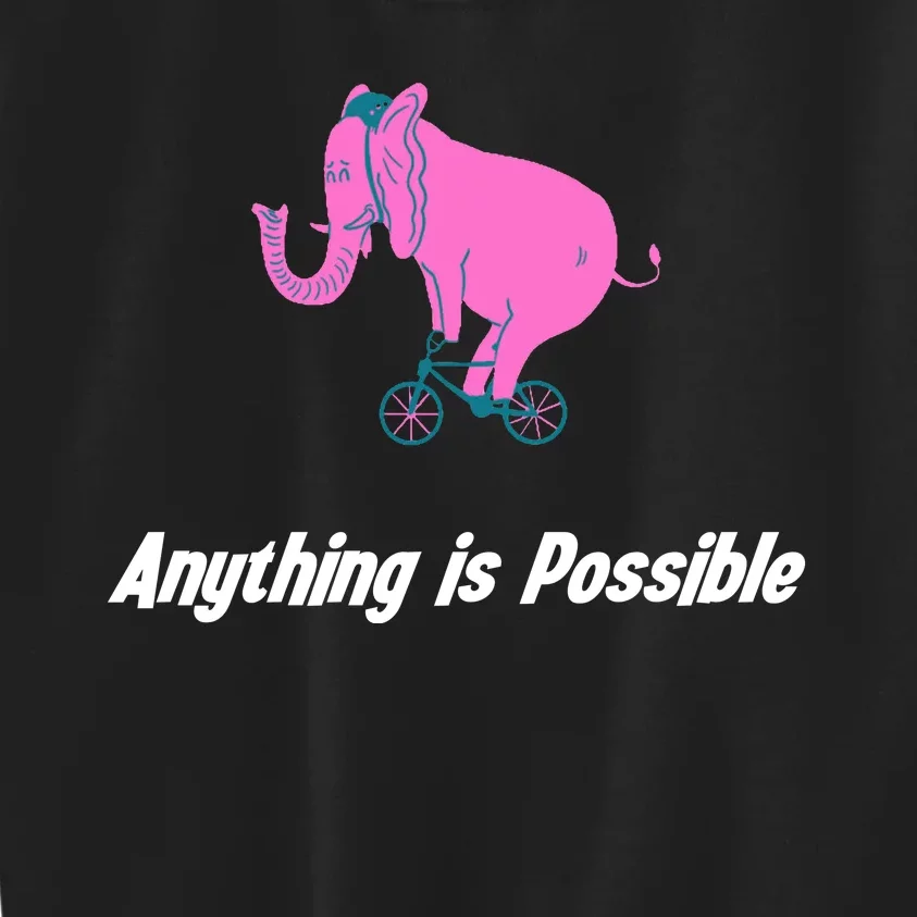 Anything Is Possible Elephant Bicycle Kids Sweatshirt