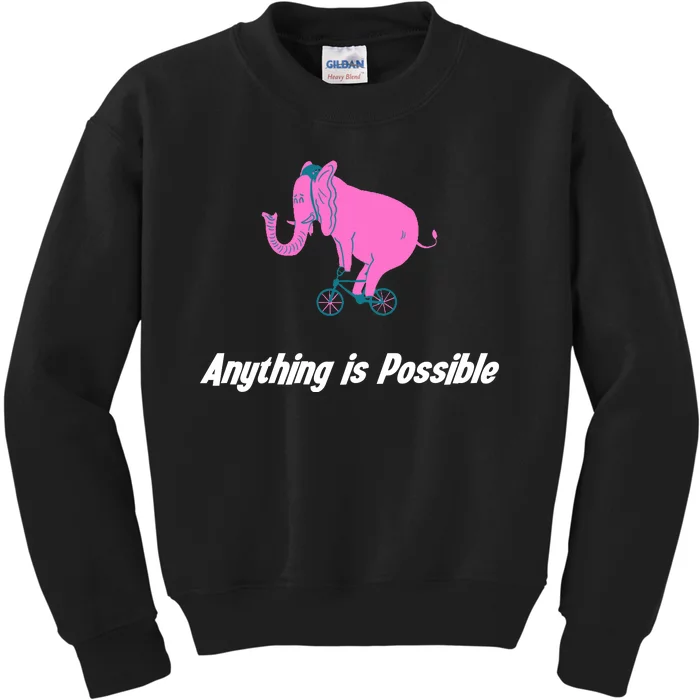 Anything Is Possible Elephant Bicycle Kids Sweatshirt