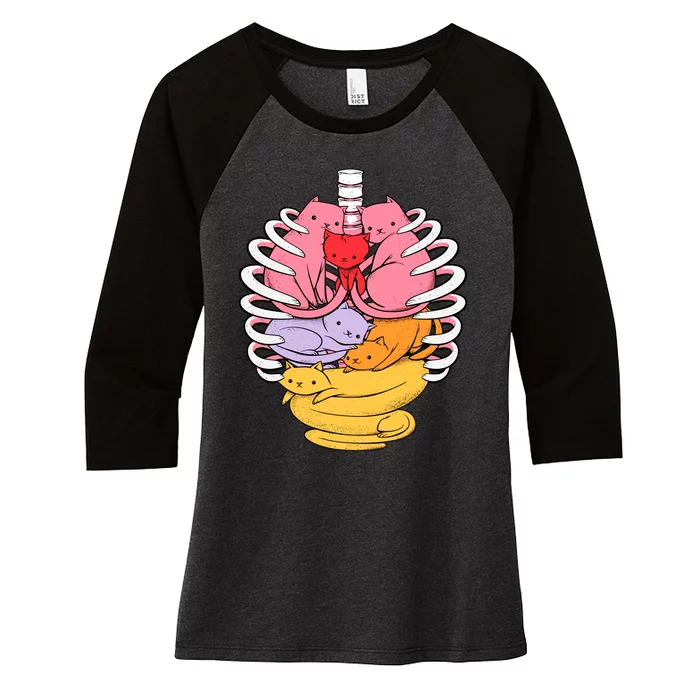 Anatomicat Is Perfect For Cat Lovers Women's Tri-Blend 3/4-Sleeve Raglan Shirt