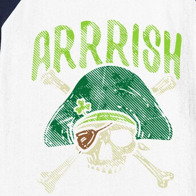 Arrish Irish Pirate Skull Leprechaun St Patricks Day Baseball Sleeve Shirt