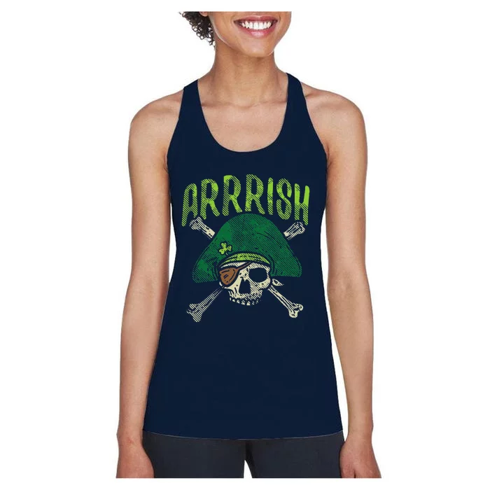 Arrish Irish Pirate Skull Leprechaun St Patricks Day Women's Racerback Tank