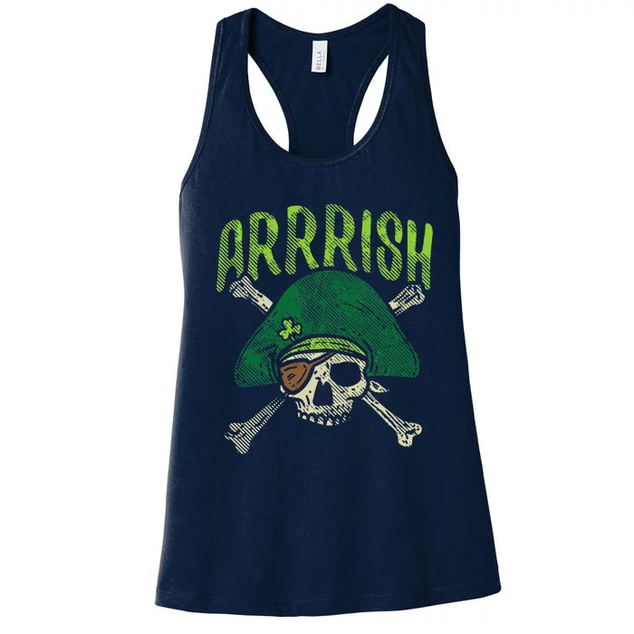 Arrish Irish Pirate Skull Leprechaun St Patricks Day Women's Racerback Tank