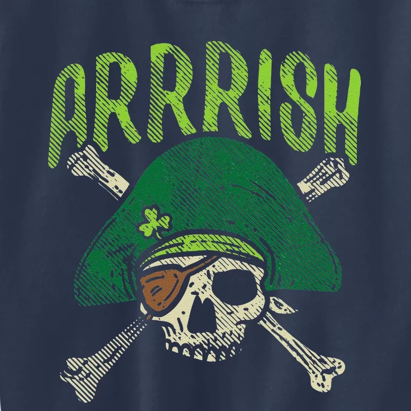 Arrish Irish Pirate Skull Leprechaun St Patricks Day Kids Sweatshirt