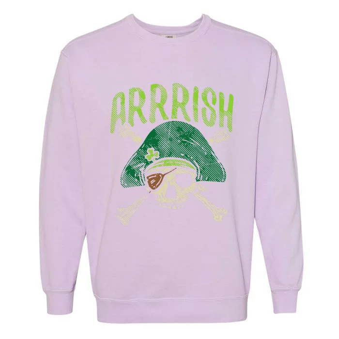 Arrish Irish Pirate Skull Leprechaun St Patricks Day Garment-Dyed Sweatshirt