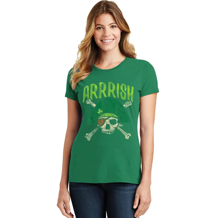 Arrish Irish Pirate Skull Leprechaun Happy St Patrick's Day Boys Women's T-Shirt