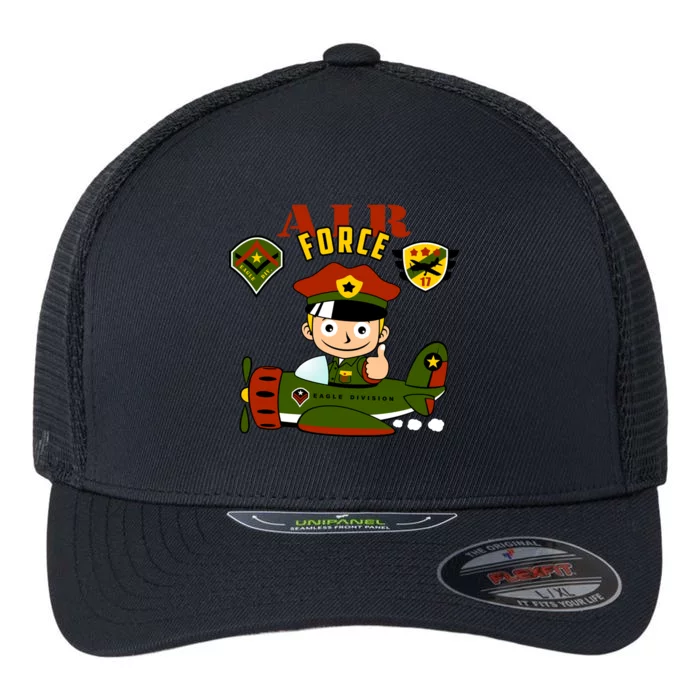 Air Force Pilot Boy Cartoon Flexfit Unipanel Trucker Cap