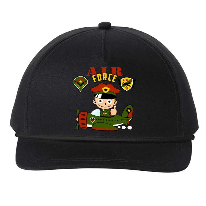 Air Force Pilot Boy Cartoon Snapback Five-Panel Rope Hat