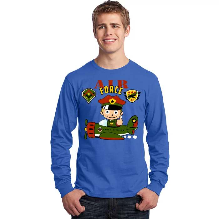 Air Force Pilot Boy Cartoon Long Sleeve Shirt