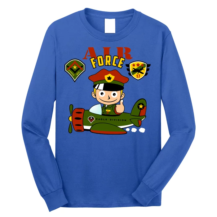 Air Force Pilot Boy Cartoon Long Sleeve Shirt