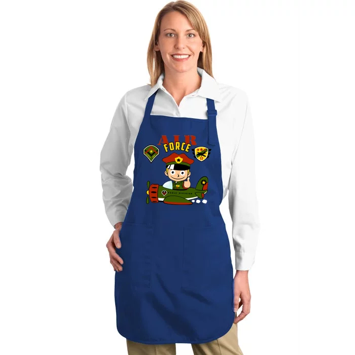 Air Force Pilot Boy Cartoon Full-Length Apron With Pocket