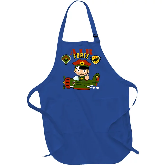 Air Force Pilot Boy Cartoon Full-Length Apron With Pocket