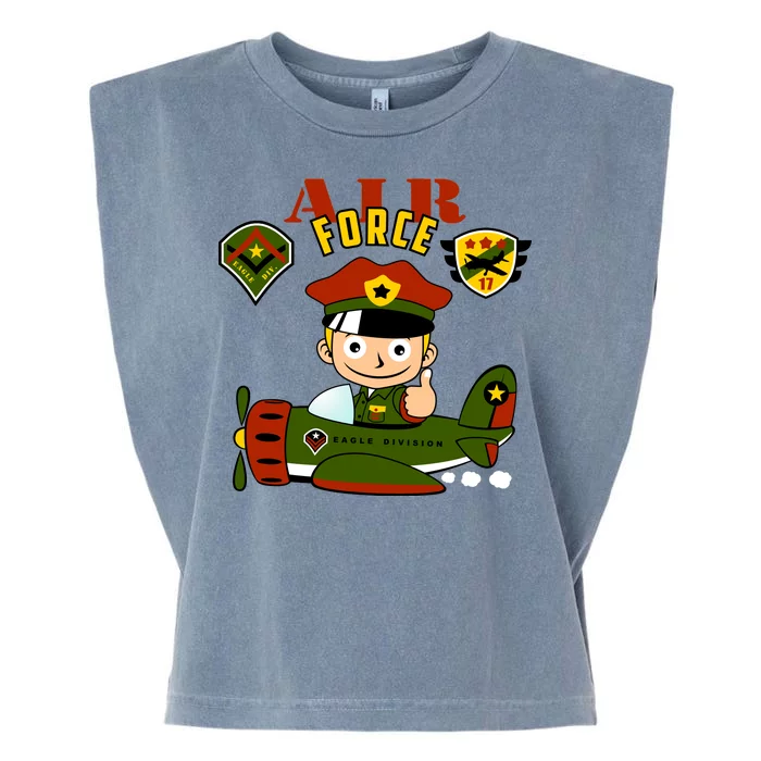 Air Force Pilot Boy Cartoon Garment-Dyed Women's Muscle Tee