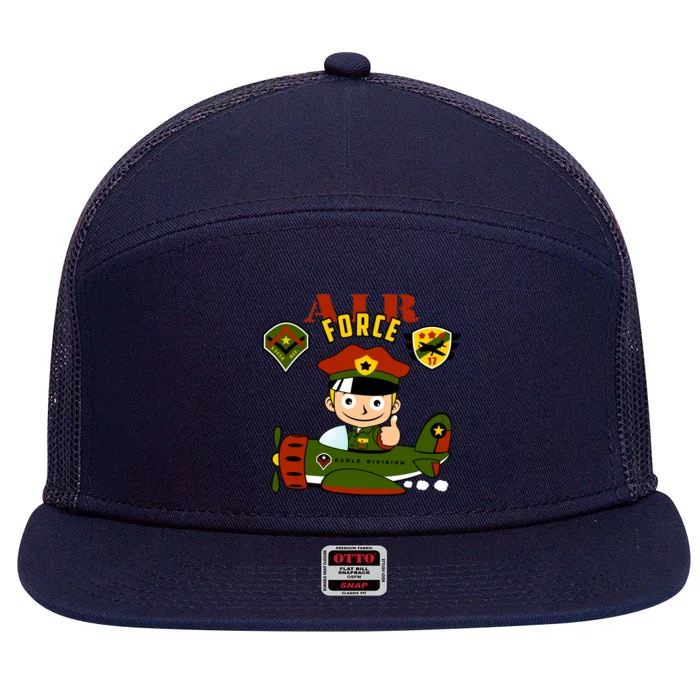 Air Force Pilot Boy Cartoon 7 Panel Mesh Trucker Snapback Hat