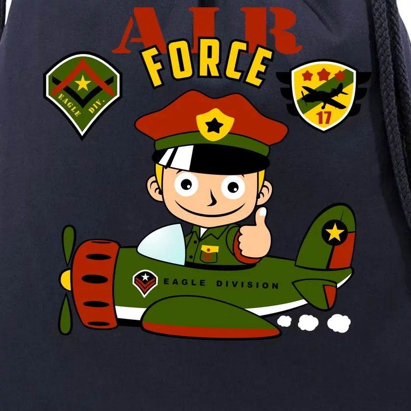 Air Force Pilot Boy Cartoon Drawstring Bag