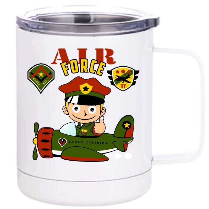 Air Force Pilot Boy Cartoon Front & Back 12oz Stainless Steel Tumbler Cup