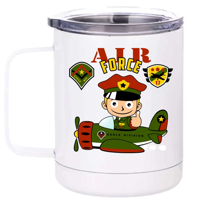 Air Force Pilot Boy Cartoon Front & Back 12oz Stainless Steel Tumbler Cup