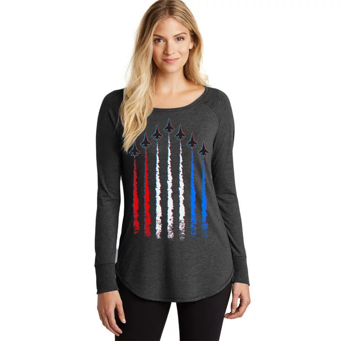 AIr Force Red White & Blue Trail Women's Perfect Tri Tunic Long Sleeve Shirt