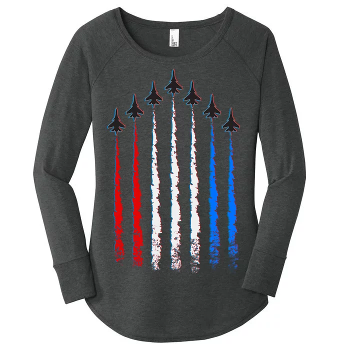 AIr Force Red White & Blue Trail Women's Perfect Tri Tunic Long Sleeve Shirt