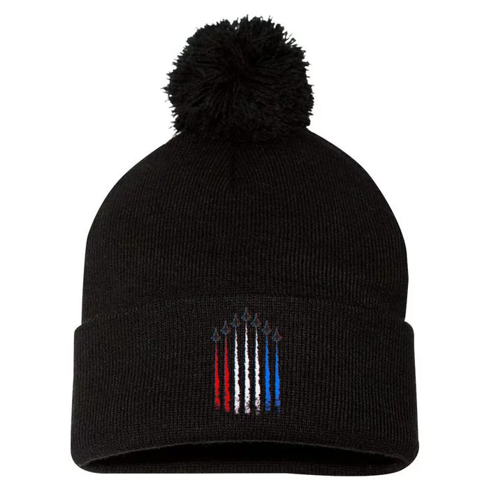 AIr Force Red White & Blue Trail Pom Pom 12in Knit Beanie