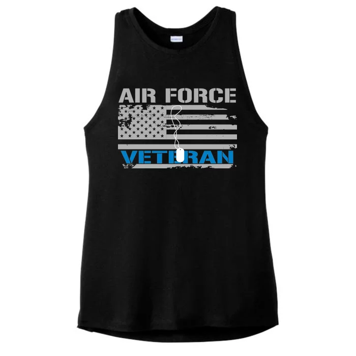 Air Force Veteran Flag Ladies Tri-Blend Wicking Tank