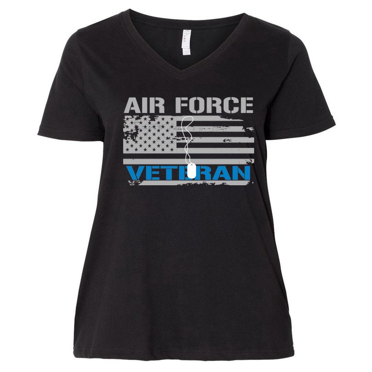 Air Force Veteran Flag Women's V-Neck Plus Size T-Shirt