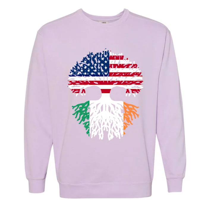 American Irish Roots Flag Gift Garment-Dyed Sweatshirt