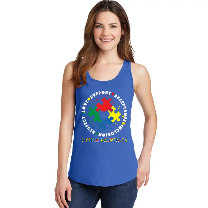 Acceptance Inclusion Respect Love Support Autism Awareness Gift Ladies Essential Tank