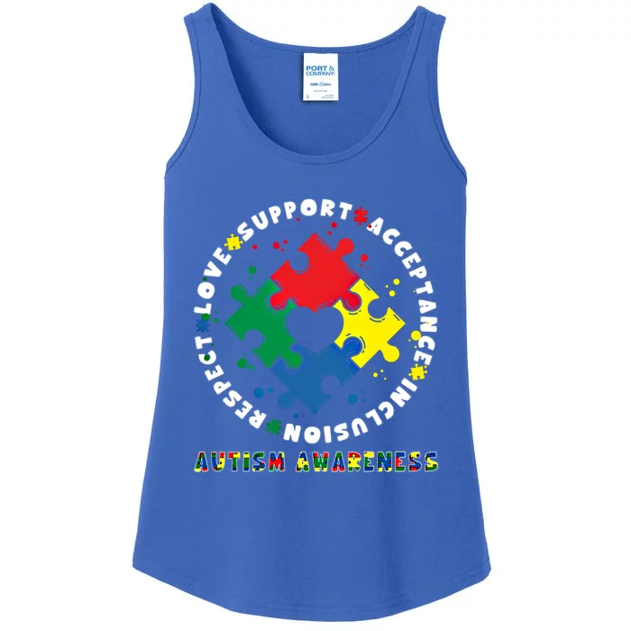 Acceptance Inclusion Respect Love Support Autism Awareness Gift Ladies Essential Tank