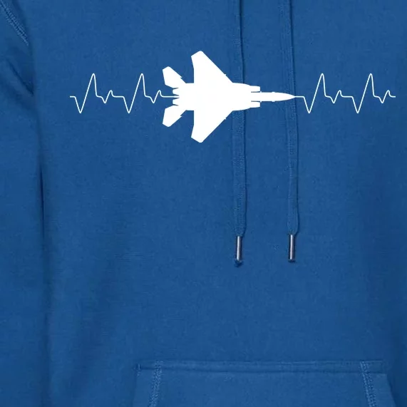 Airplane Pilot Air force Heartbeat Premium Hoodie