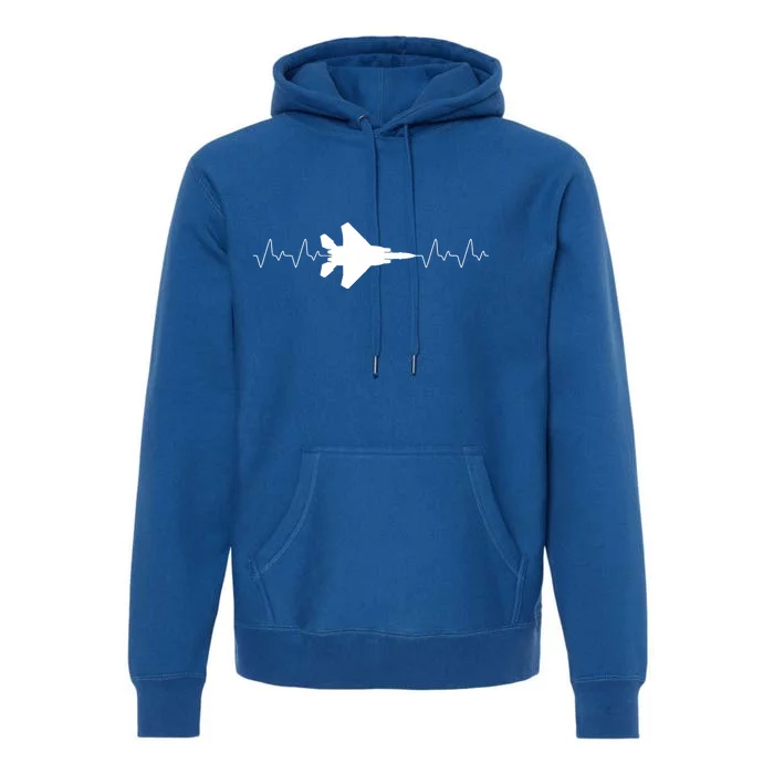 Airplane Pilot Air force Heartbeat Premium Hoodie