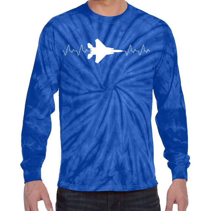 Airplane Pilot Air force Heartbeat Tie-Dye Long Sleeve Shirt