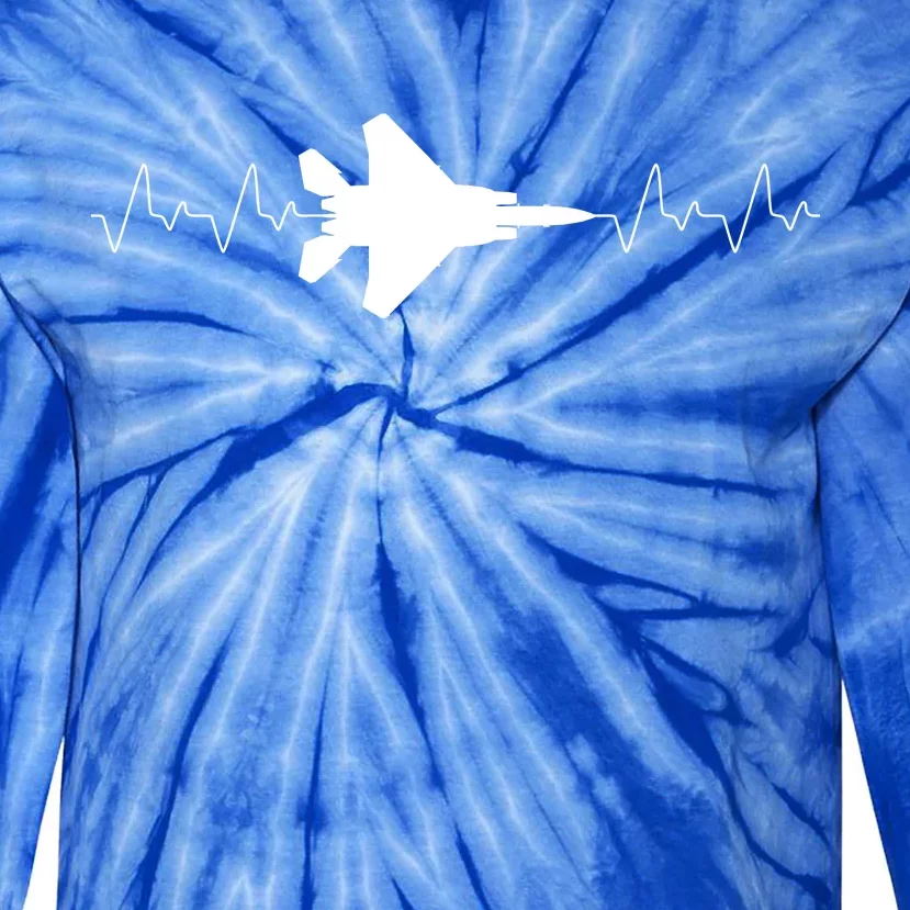 Airplane Pilot Air force Heartbeat Tie-Dye Long Sleeve Shirt